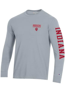 Champion Indiana Hoosiers Grey Stadium Three Hit Design Long Sleeve T Shirt