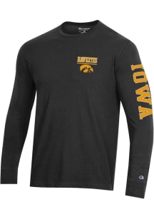 Champion Iowa Hawkeyes Black Stadium Three Hit Design Long Sleeve T Shirt