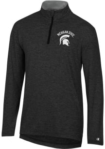 Champion Michigan State Spartans Mens Charcoal Stadium Sueded Long Sleeve Qtr Zip Pullover