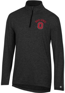 Champion Ohio State Buckeyes Mens Charcoal Stadium Sueded Long Sleeve Qtr Zip Pullover