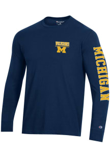 Champion Michigan Wolverines Blue Stadium Three Hit Long Sleeve T Shirt