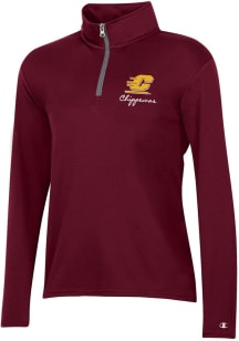 Champion Central Michigan Chippewas Womens Maroon Mock Mesh Qtr Zip Pullover