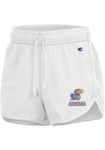 Champion Kansas Jayhawks Womens White Curved Shorts