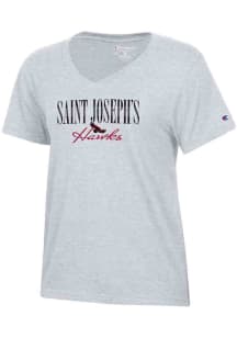 Champion Saint Josephs Hawks Womens Grey Core Short Sleeve T-Shirt