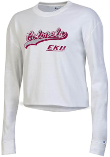 Champion Eastern Kentucky Colonels Womens Maroon Boyfriend Crop LS Tee