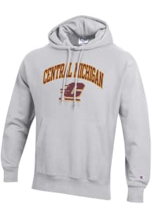 Champion Central Michigan Chippewas Mens Grey Arch Mascot Long Sleeve Hoodie