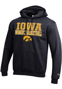 Champion Iowa Hawkeyes Mens Black Stacked Womens Basketball Long Sleeve Hoodie