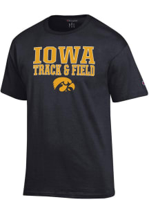 Champion Iowa Hawkeyes Black Stacked Track and Field Short Sleeve T Shirt
