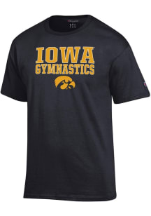 Champion Iowa Hawkeyes Black Stacked Gymnastics Short Sleeve T Shirt