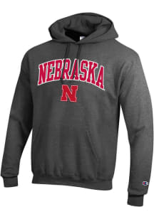Champion Nebraska Cornhuskers Mens Charcoal Arch Mascot Classic Long Sleeve Hoodie