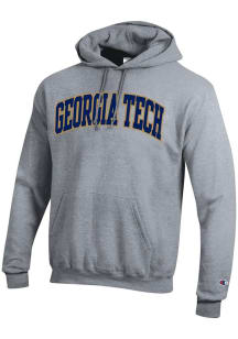 Champion GA Tech Yellow Jackets Mens Grey Arch Name Long Sleeve Hoodie