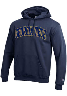 Champion GA Tech Yellow Jackets Mens Navy Blue Arch Name Long Sleeve Hoodie