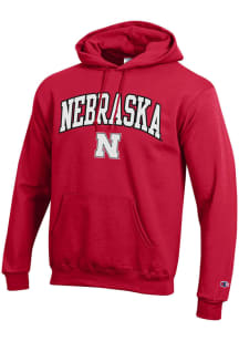 Champion Nebraska Cornhuskers Mens Red Arch Mascot Series Long Sleeve Hoodie