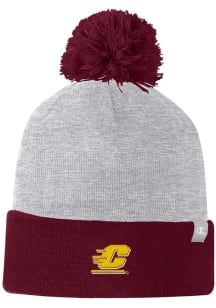 Champion Central Michigan Chippewas Grey Two Color Cuffed Beanie Pom Design Mens Knit Hat