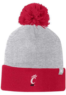 Champion Cincinnati Bearcats Grey Two Color Cuffed Beanie Pom Mens Knit Hat