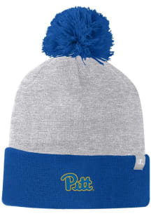 Champion Pitt Panthers Grey Cuffed Wordmark Beanie Pom Mens Knit Hat