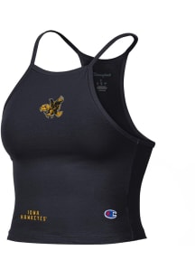 Champion Iowa Hawkeyes Womens Black Halter Crop Tank Top