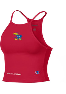 Champion Kansas Jayhawks Womens Red Halter Crop Tank Top