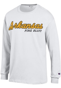 Champion Arkansas Pine Bluff Golden Lions White Script Long Sleeve T Shirt