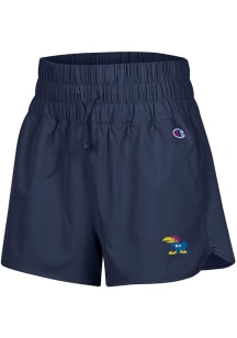 Champion Kansas Jayhawks Womens Navy Blue High Waist Shorts