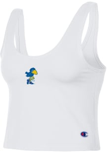 Champion Kansas Jayhawks Womens White Scoop Crop Tank Top