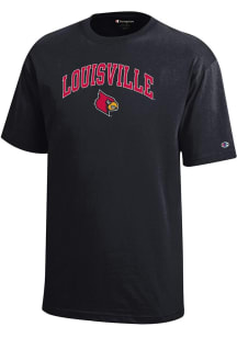 Champion Louisville Cardinals Youth Black Arch Mascot Short Sleeve T-Shirt