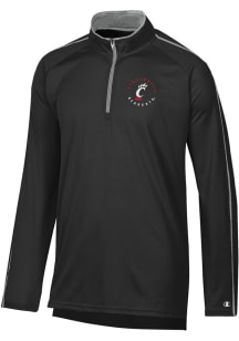 Champion Cincinnati Bearcats Mens Black Stadium Contrast Long Sleeve Qtr Zip Pullover