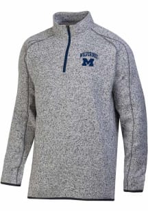 Champion Michigan Wolverines Mens Grey Stadium Artic Fleece Long Sleeve Qtr Zip Pullover