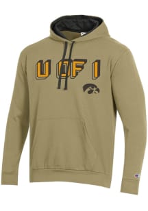 Champion Iowa Hawkeyes Mens Tan Stadium Fleece Long Sleeve Hoodie
