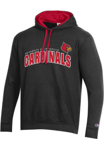 Champion Louisville Cardinals Mens Black Stadium Fleece Long Sleeve Hoodie