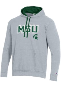Champion Michigan State Spartans Mens Grey Stadium Fleece Long Sleeve Hoodie