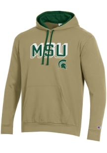 Champion Michigan State Spartans Mens Tan Stadium Fleece Long Sleeve Hoodie