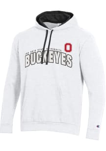 Champion Ohio State Buckeyes Mens White Stadium Fleece Long Sleeve Hoodie