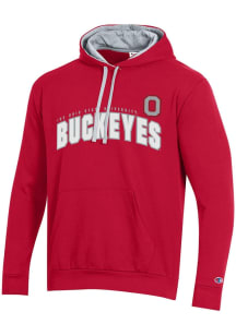 Champion Ohio State Buckeyes Mens Red Stadium Fleece Style Long Sleeve Hoodie