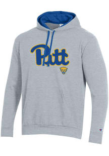 Champion Pitt Panthers Mens Grey Stadium Fleece Long Sleeve Hoodie