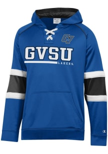 Champion Grand Valley State Lakers Mens Blue Stadium Raglan Hockey Lace Up Hood