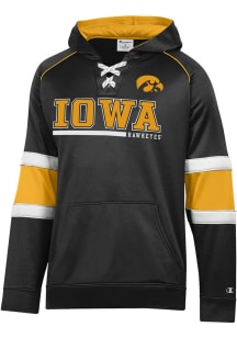 Champion Iowa Hawkeyes Mens Black Stadium Raglan Hockey Lace Up Hood