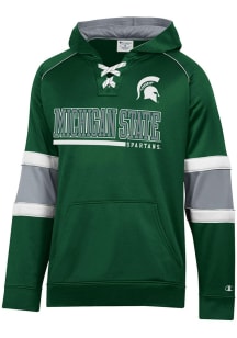 Champion Michigan State Spartans Mens Green Stadium Raglan Hockey Lace Up Design Hood
