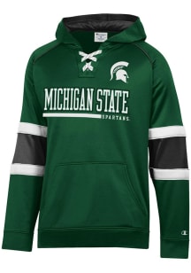 Champion Michigan State Spartans Mens Green Stadium Raglan Hockey Lace Up Hood
