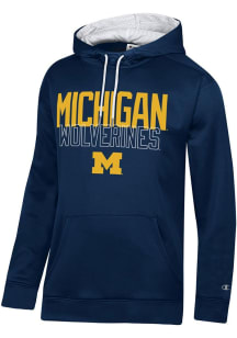 Champion Michigan Wolverines Mens Blue Stadium Fleece Mesh Lining Hood