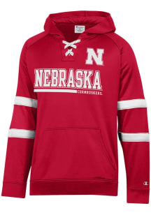 Champion Nebraska Cornhuskers Mens Red Stadium Raglan Hockey Lace Up Hood