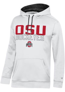 Champion Ohio State Buckeyes Mens White Stadium Fleece Mesh Lining Hood