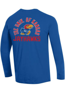 Champion Kansas Jayhawks Blue Stadium Three Hits Long Sleeve T Shirt