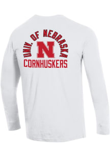 Champion Nebraska Cornhuskers White Stadium Three Hits Long Sleeve T Shirt