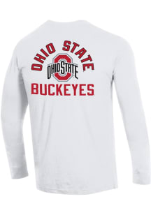 Champion Ohio State Buckeyes White Stadium Three Hits Long Sleeve T Shirt