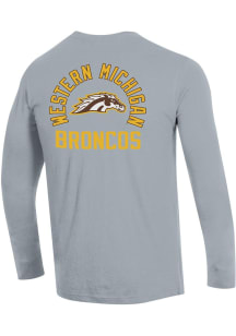 Champion Western Michigan Broncos Grey Stadium Three Hits Long Sleeve T Shirt