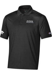 Champion K-State Wildcats Mens Black Stadium Essential Short Sleeve Polo
