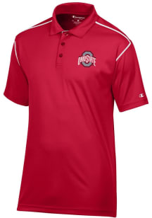 Champion Ohio State Buckeyes Mens Red Stadium Contrast Short Sleeve Polo