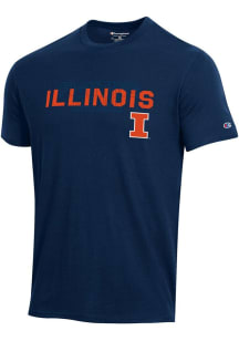 Champion Illinois Fighting Illini Navy Blue Stadium Shadow Short Sleeve T Shirt