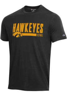 Champion Iowa Hawkeyes Black Stadium Distressed Short Sleeve T Shirt